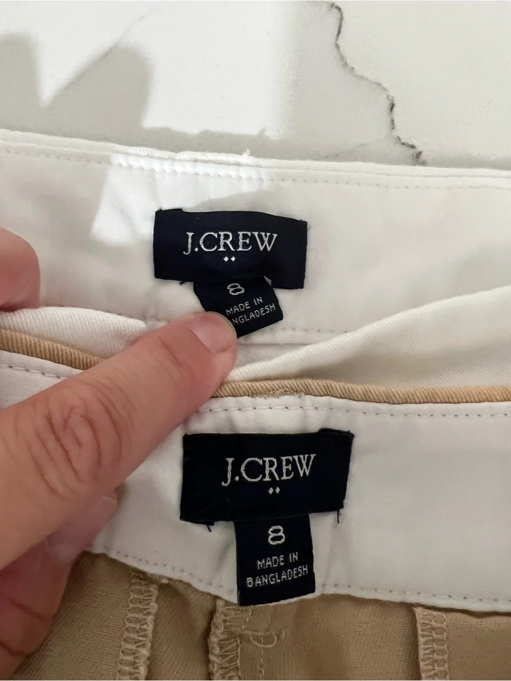 J. Crew Factory White and Khaki Cotton Bermuda Shorts Duo